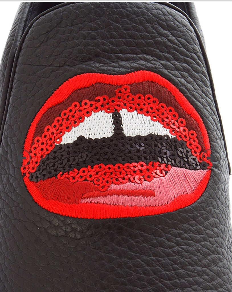 Sequin Lip Leather Eva Slip On