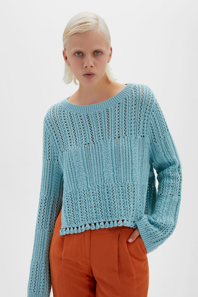 Amberly Chunky Cotton Cropped Pullover
