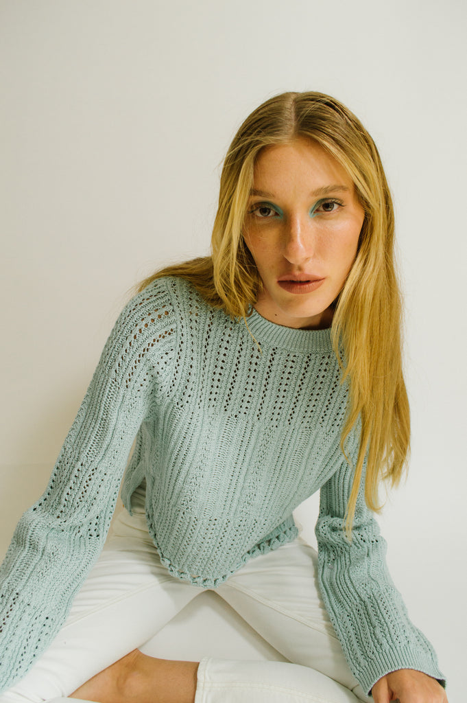 Amberly Chunky Cotton Cropped Pullover